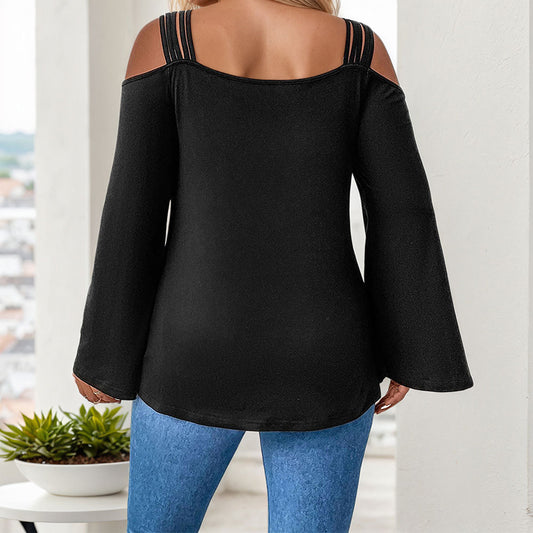 Elegant Off-Shoulder Long Sleeve T-Shirt