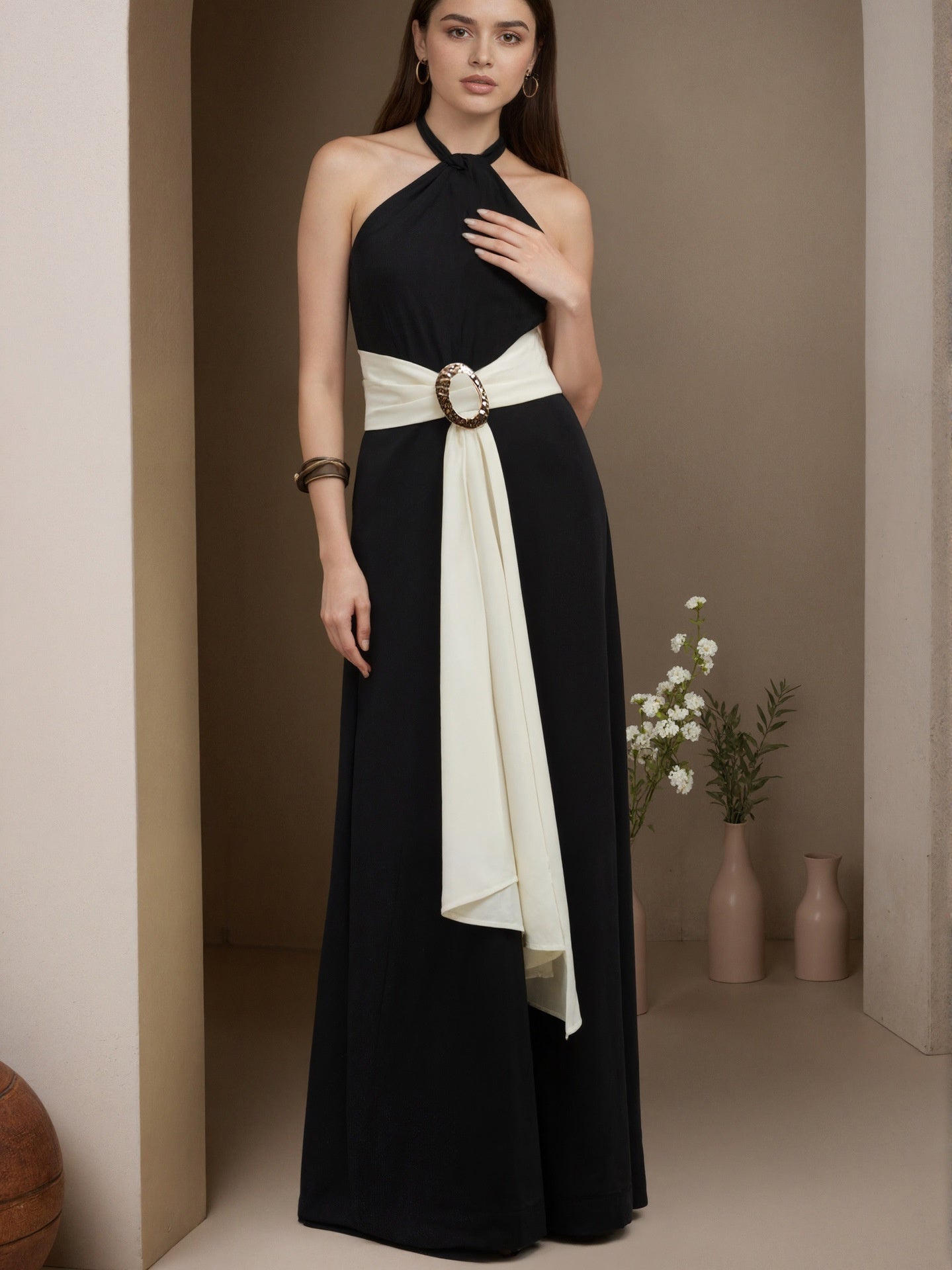 Women’s Color-Block Halter Jumpsuit