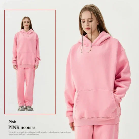 US Style Thick Fleece Hoodie Set