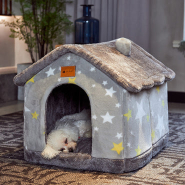 Foldable Warm Pet House Bed