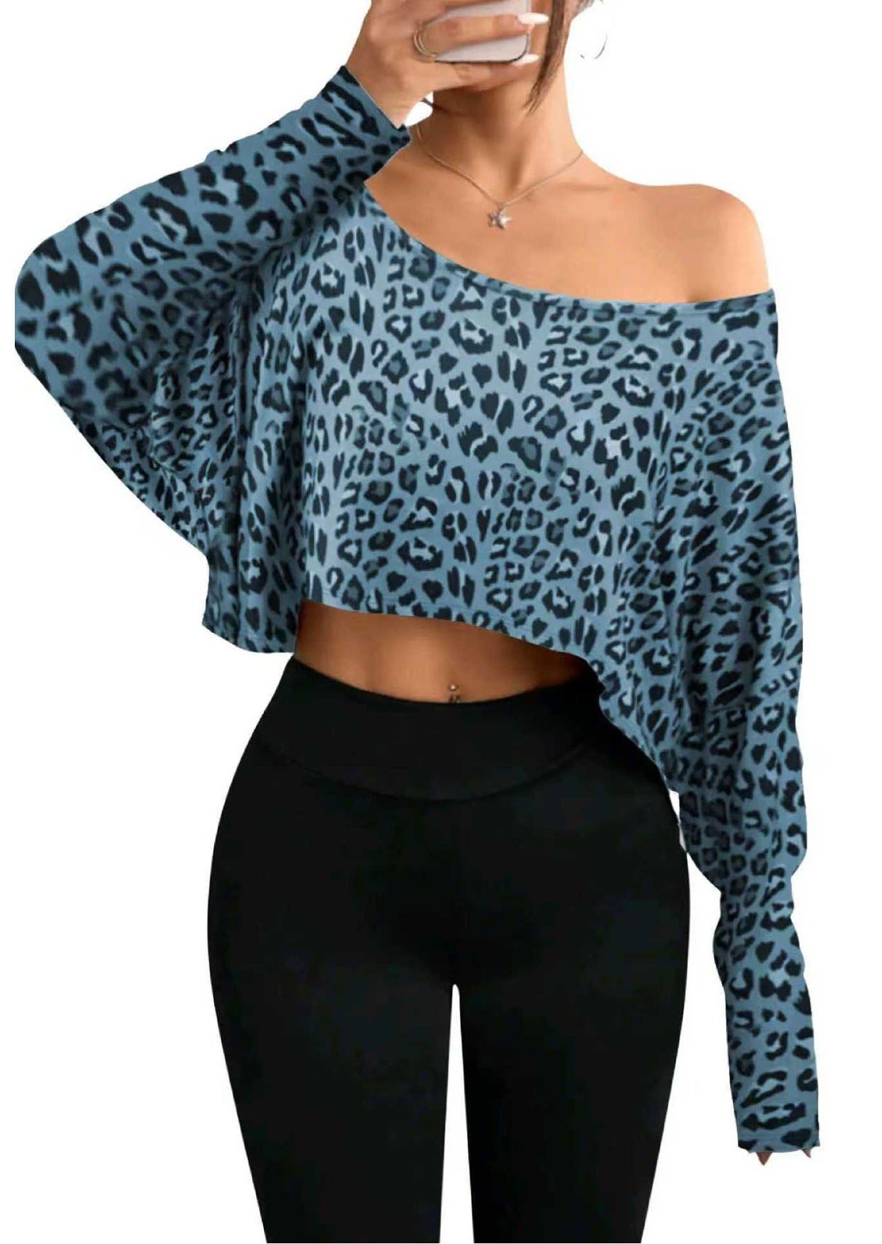 Women’s Off-Shoulder Leopard Print Top