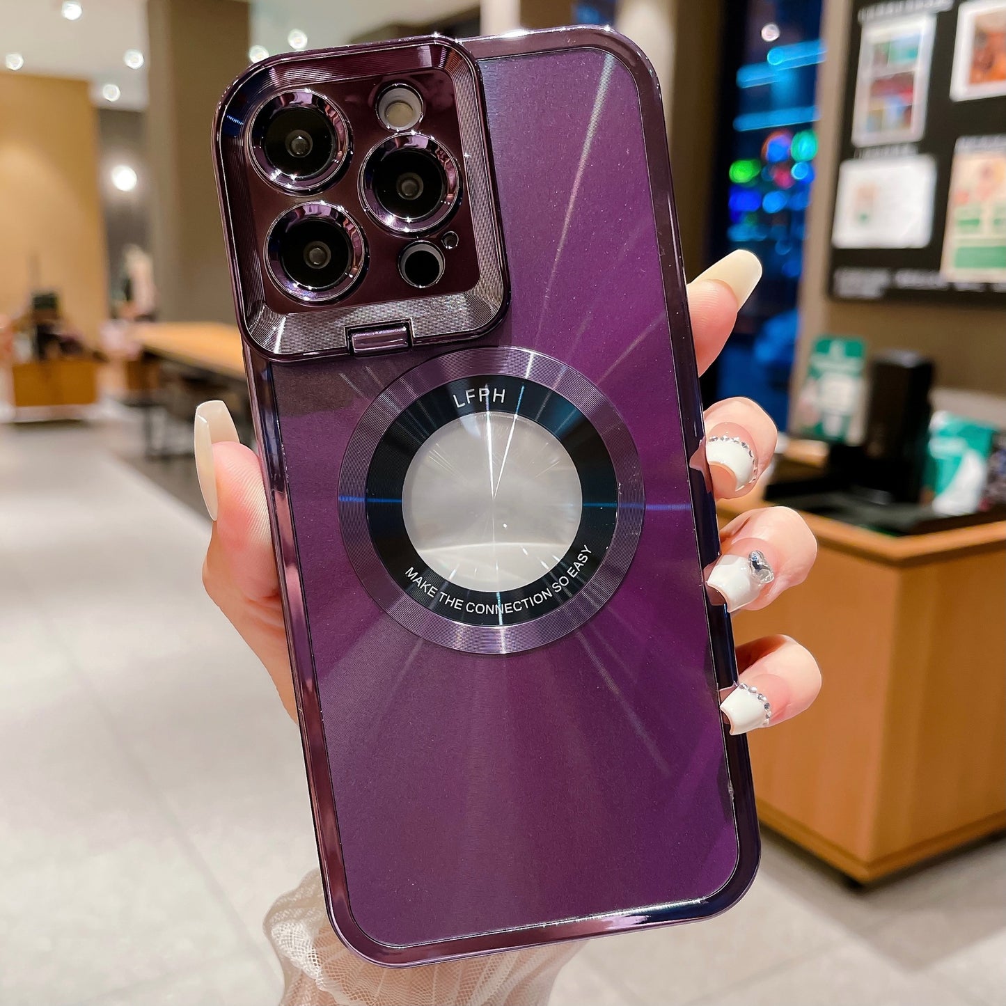 Luxury CD Pattern MagSafe Phone Case with Camera Stand