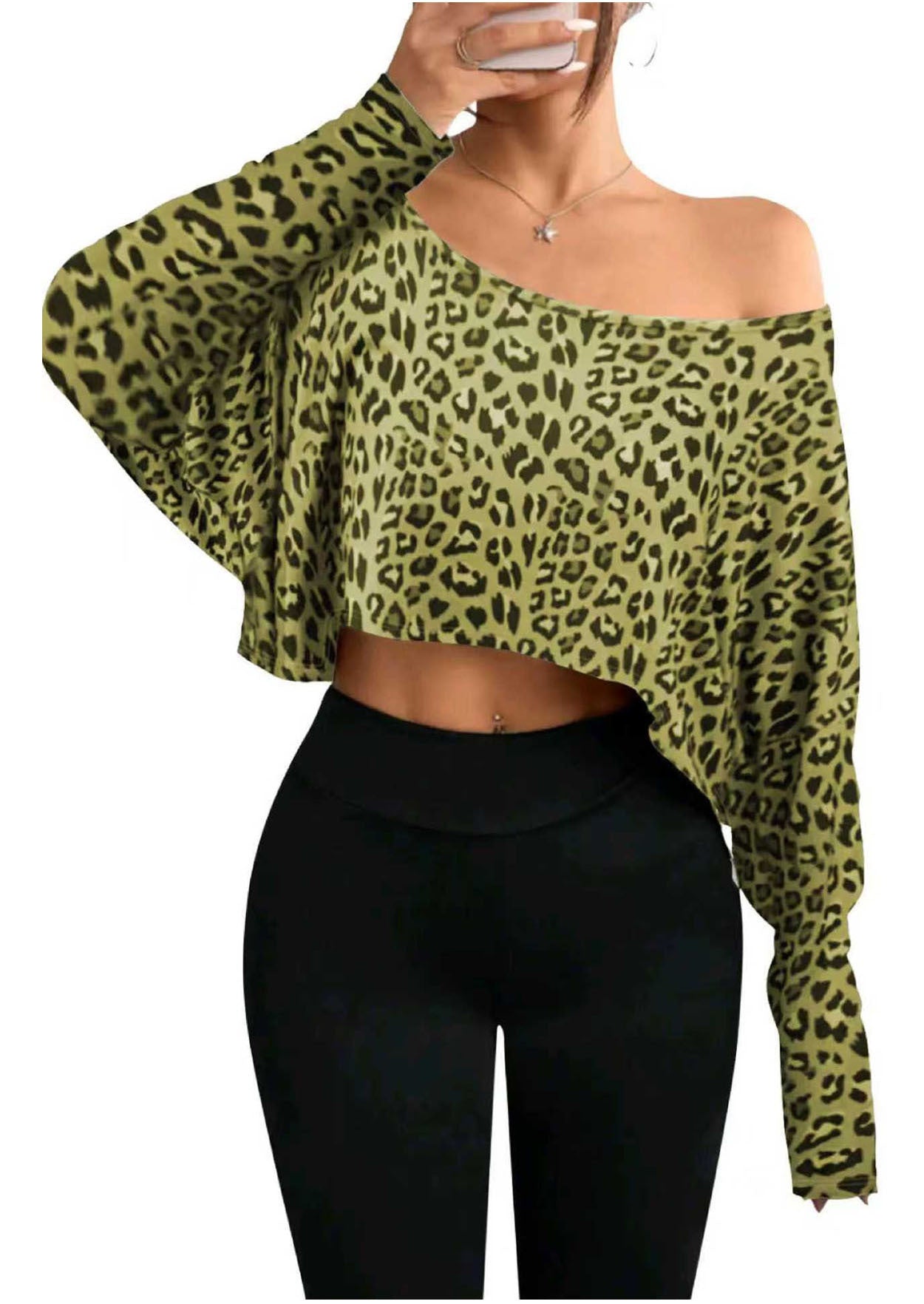 Women’s Off-Shoulder Leopard Print Top
