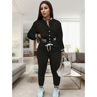 Women’s Single-Breasted Baseball Two-Piece Set