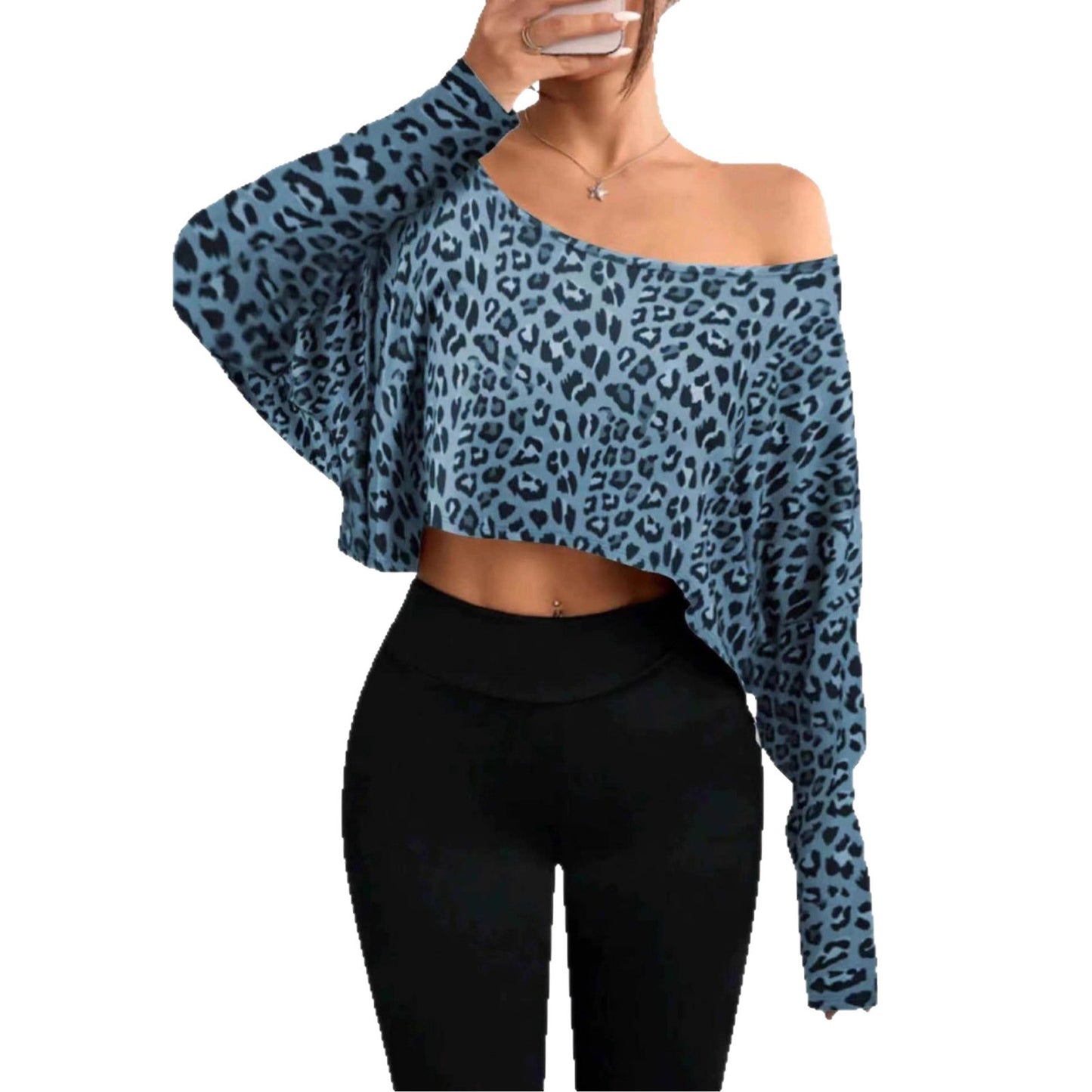 Women’s Off-Shoulder Leopard Print Top