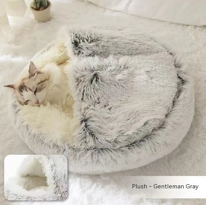 2-in-1 Plush Pet Bed House