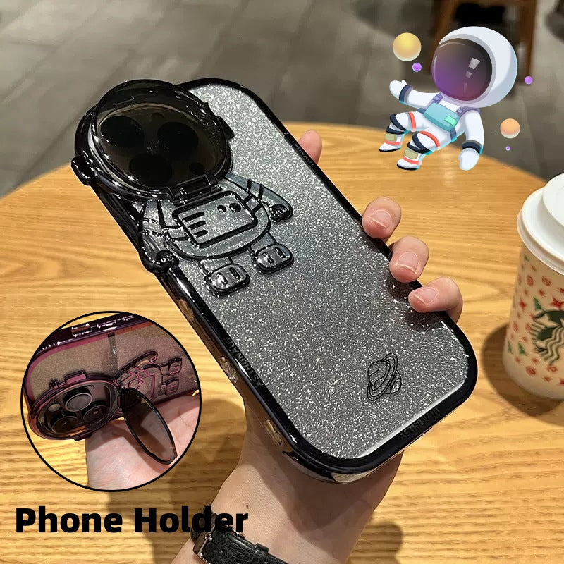 Glitter Astronaut Stand Phone Case