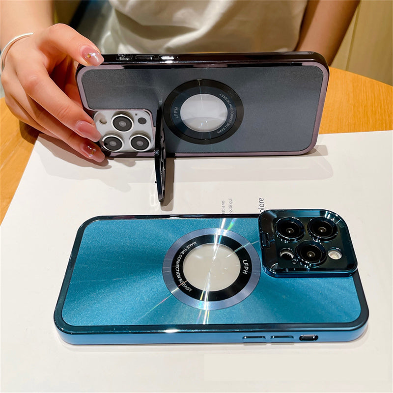 Luxury CD Pattern MagSafe Phone Case with Camera Stand