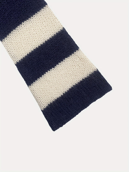 Contrast-Striped Loose Knit Pullover