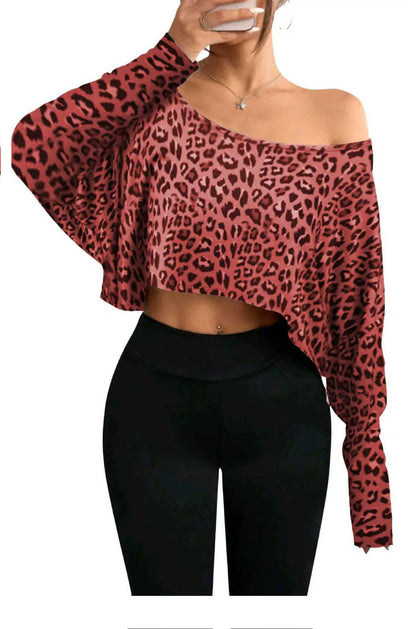 Women’s Off-Shoulder Leopard Print Top