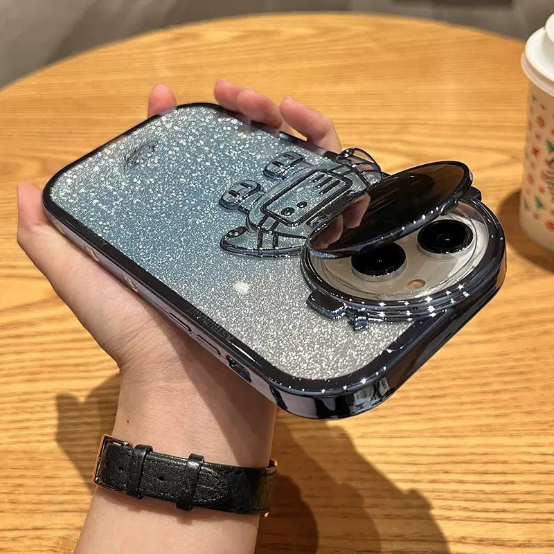 Glitter Astronaut Stand Phone Case