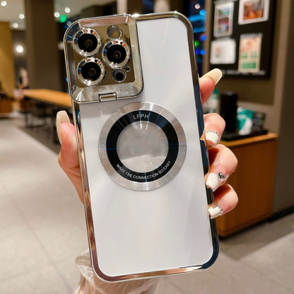 Luxury CD Pattern MagSafe Phone Case with Camera Stand