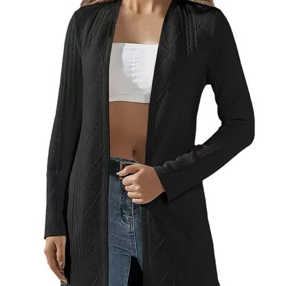 Women’s Textured Solid Color Cardigan Jacket