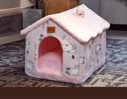 Foldable Warm Pet House Bed