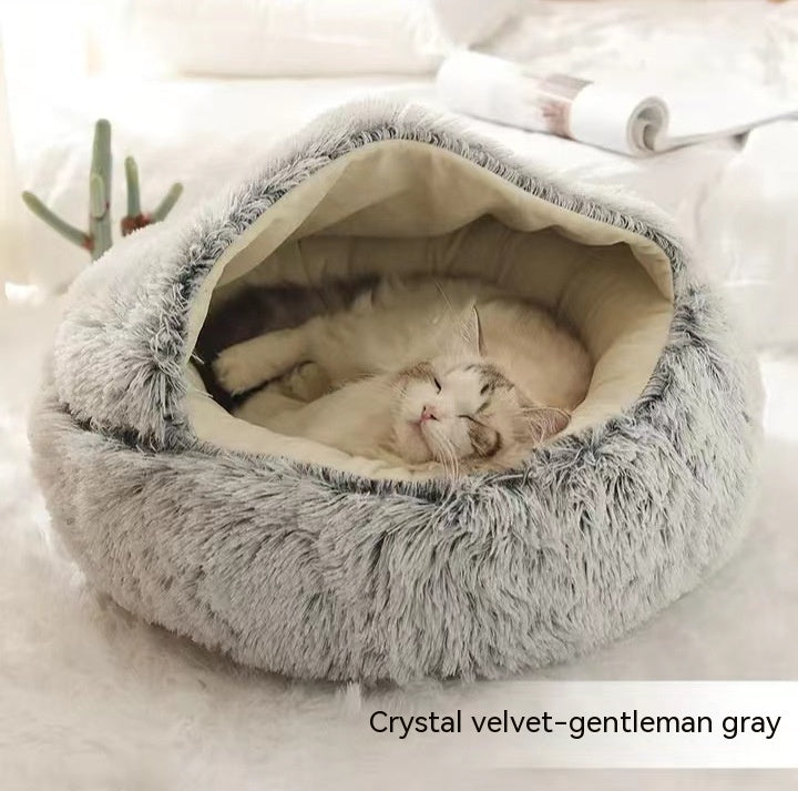 2-in-1 Plush Pet Bed House