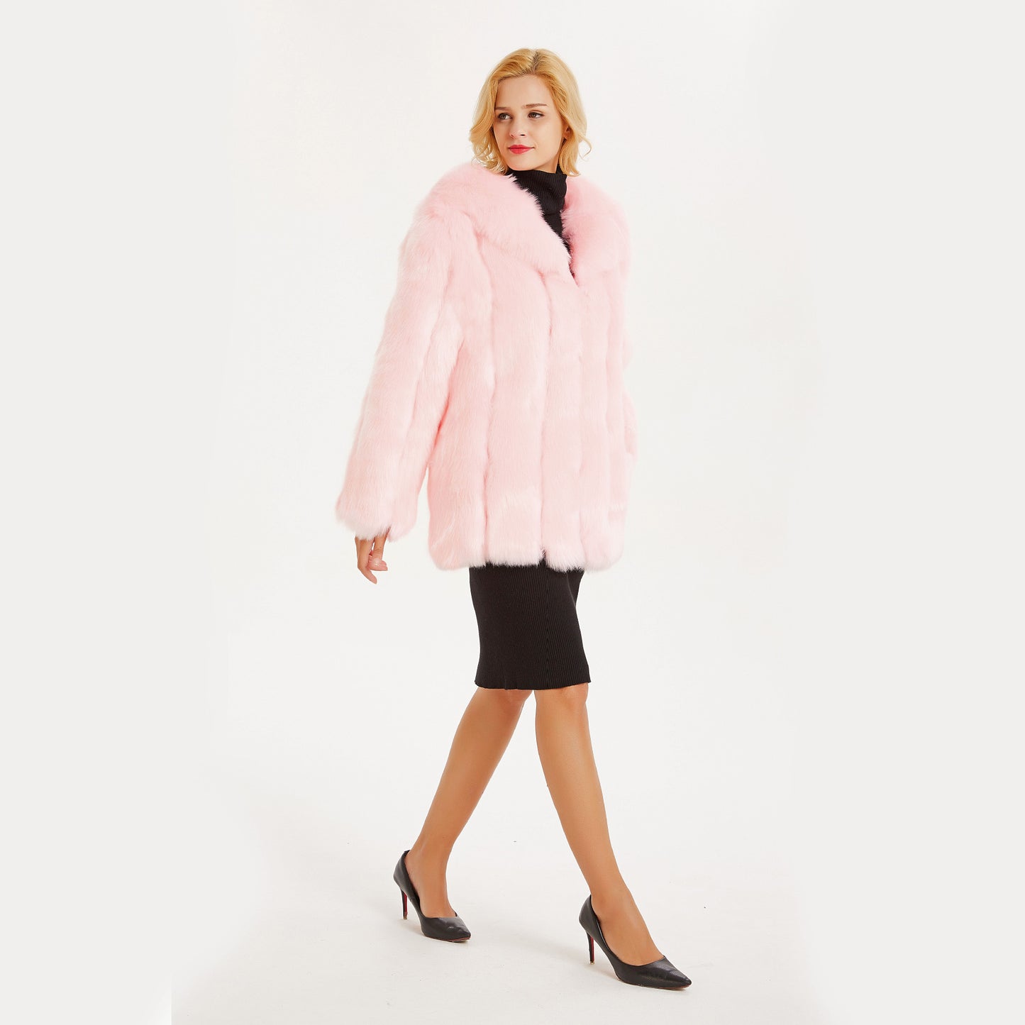 New European And American Stylish Fox-fur Lapel Coat