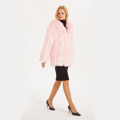 New European And American Stylish Fox-fur Lapel Coat