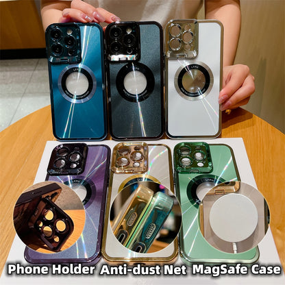 Luxury CD Pattern MagSafe Phone Case with Camera Stand
