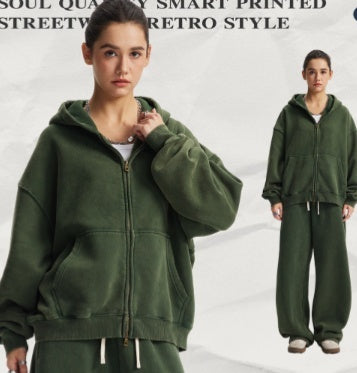 Men's Washed Sport Zip Hoodie