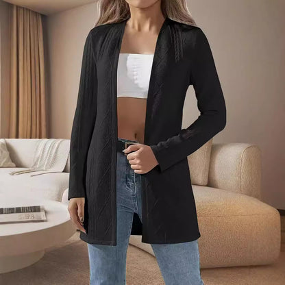 Women’s Textured Solid Color Cardigan Jacket
