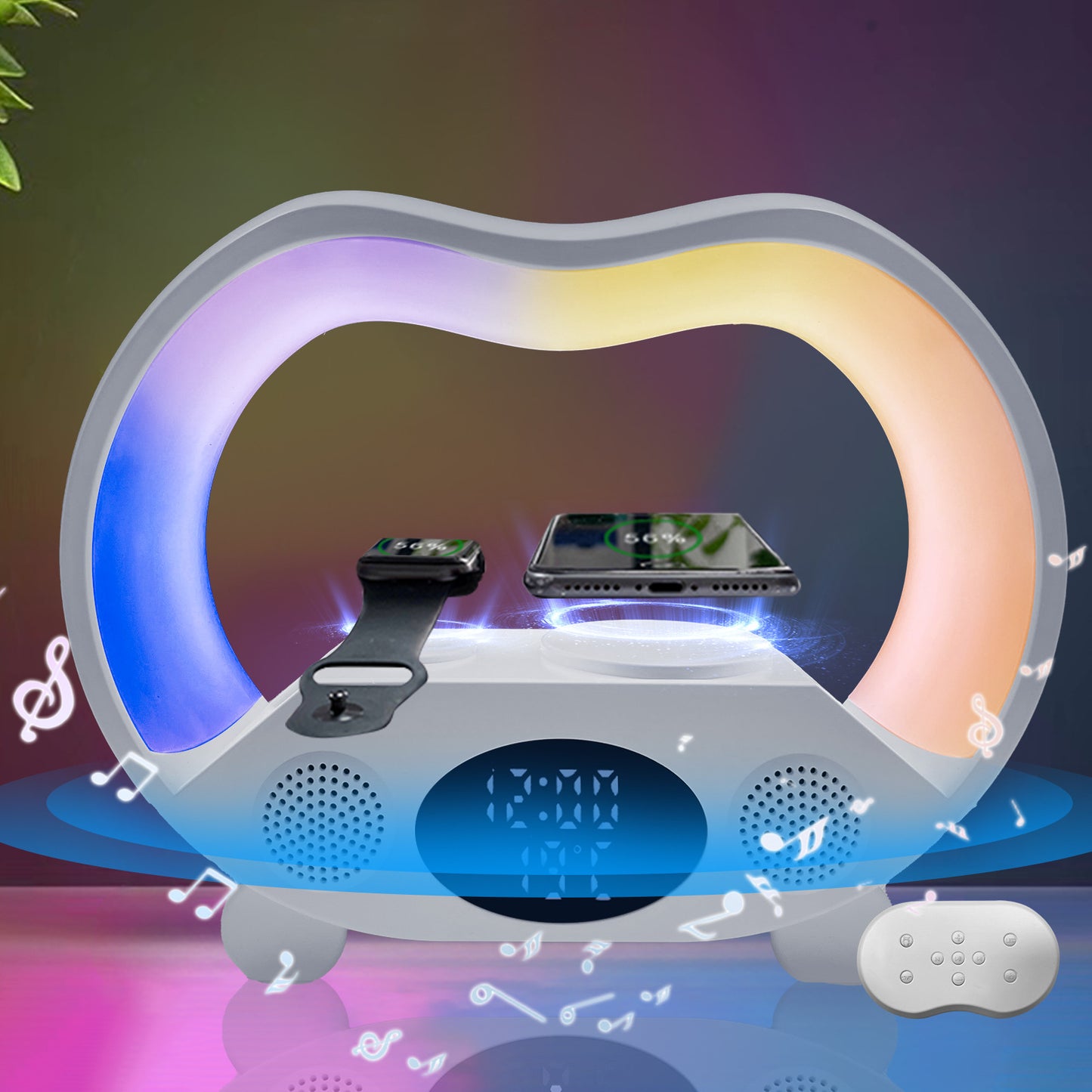 6-in-1 Smart LED Lamp with Wireless Charger & Speaker