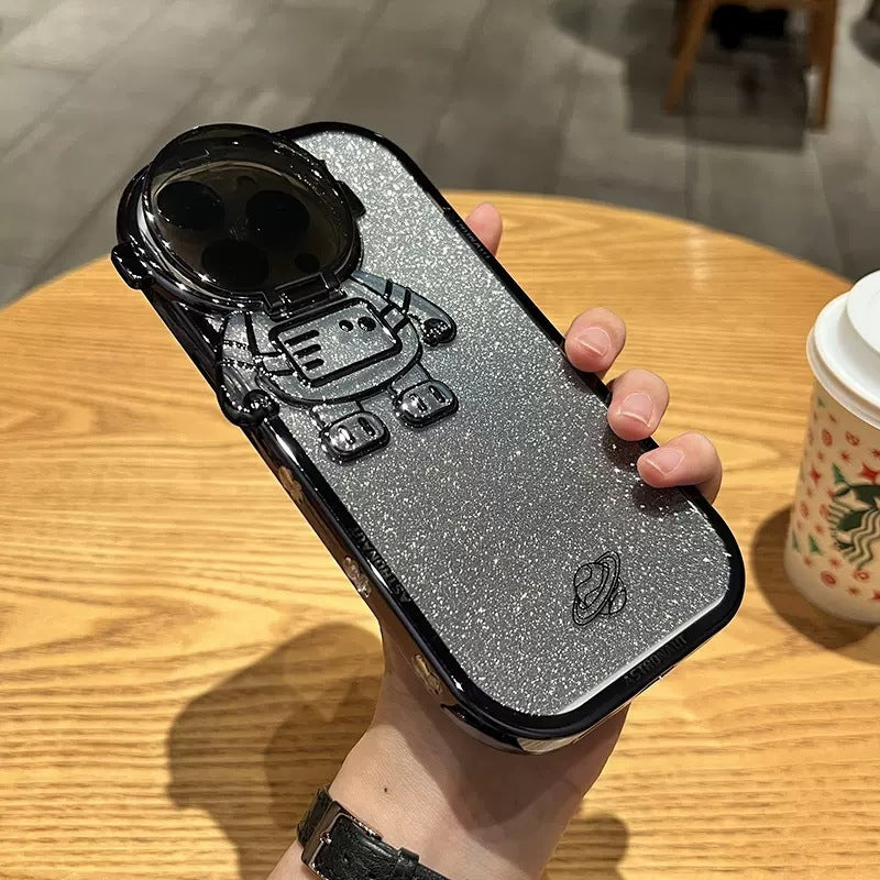 Glitter Astronaut Stand Phone Case