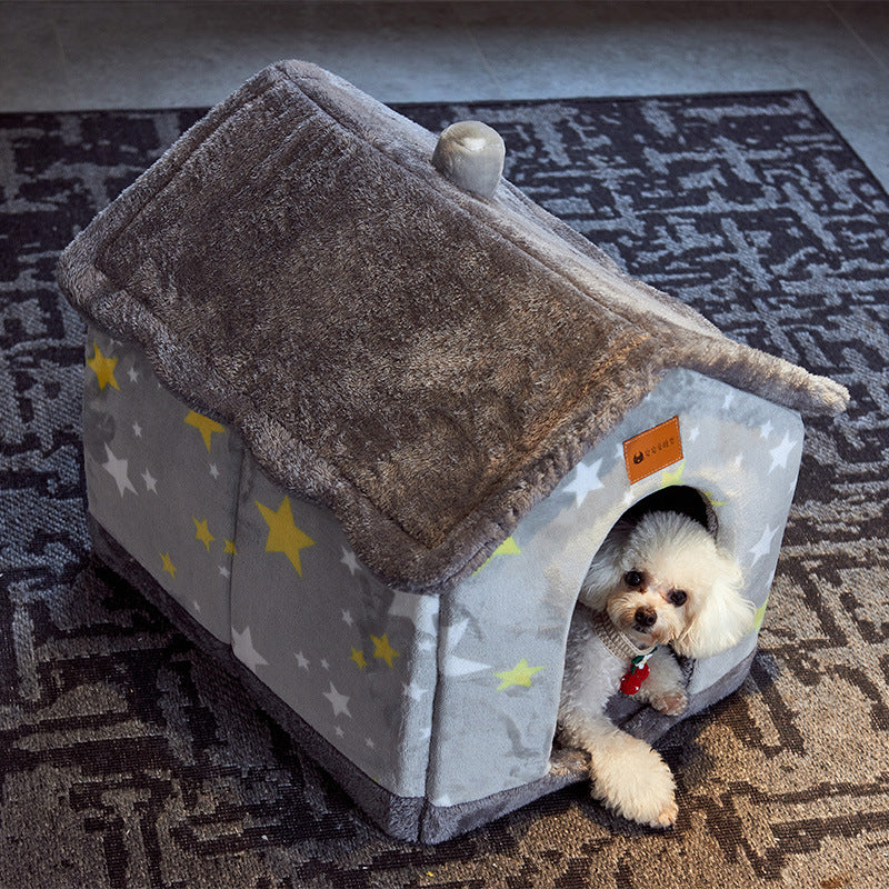 Foldable Warm Pet House Bed