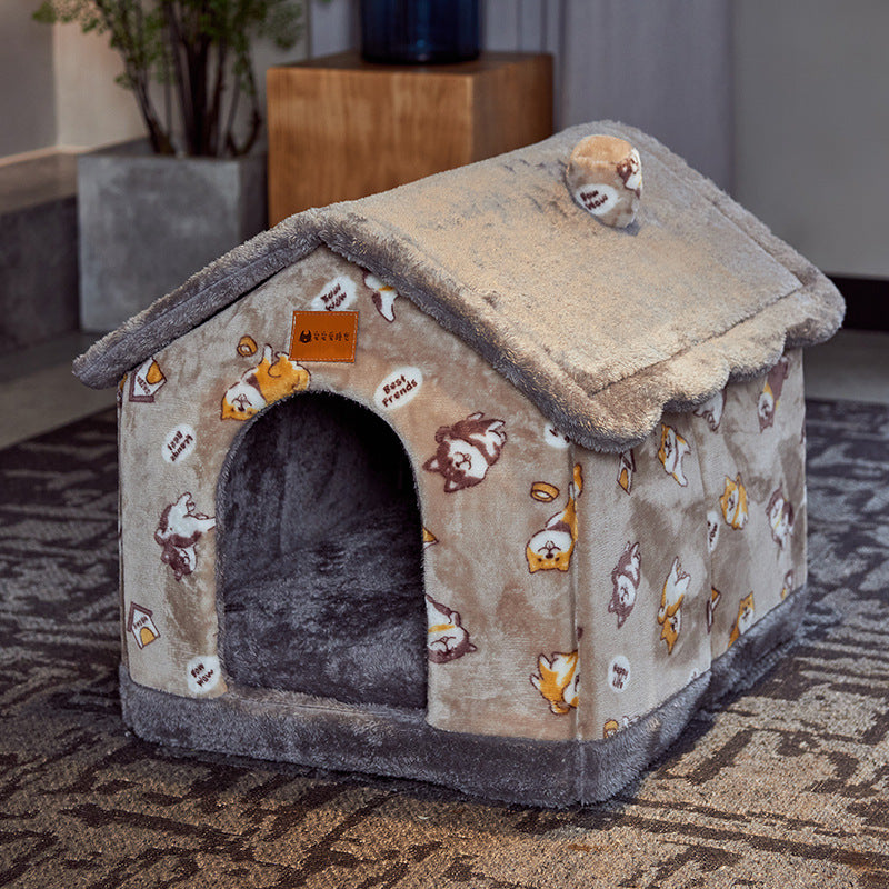 Foldable Warm Pet House Bed