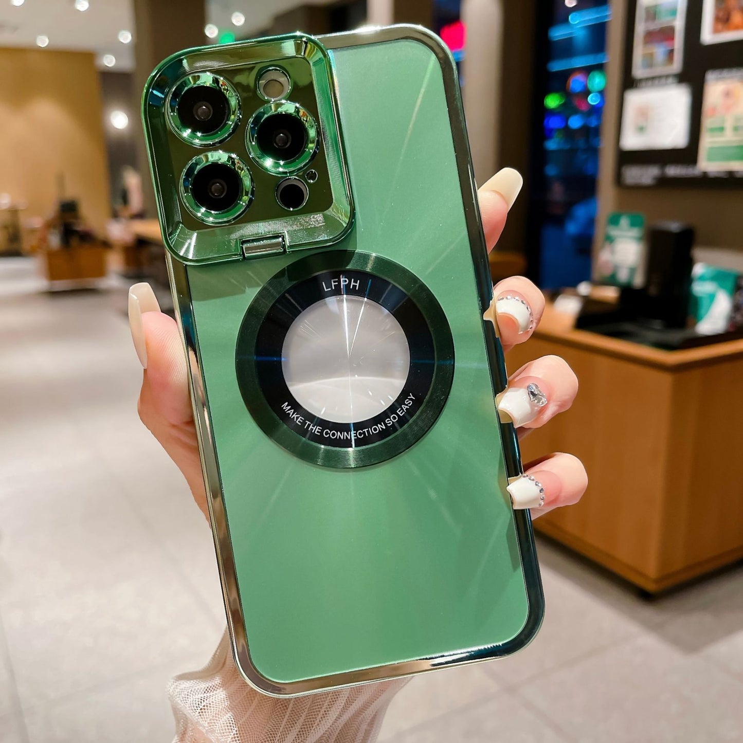 Luxury CD Pattern MagSafe Phone Case with Camera Stand