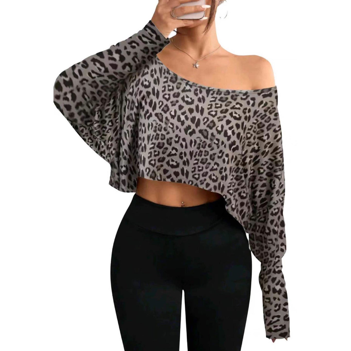 Women’s Off-Shoulder Leopard Print Top