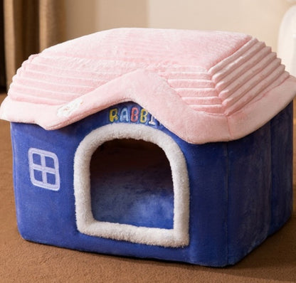 Foldable Warm Pet House Bed