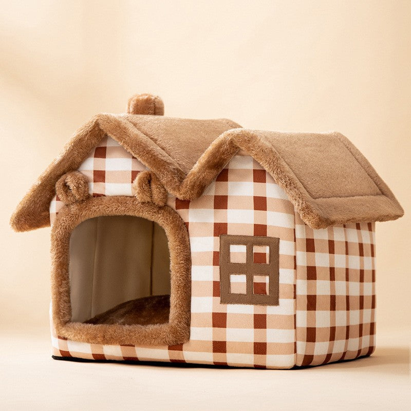 Foldable Warm Pet House Bed