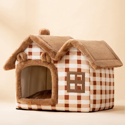 Foldable Warm Pet House Bed