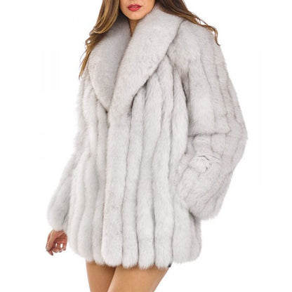 New European And American Stylish Fox-fur Lapel Coat