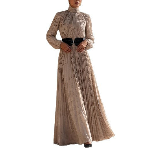 French High-Neck Slim Dress