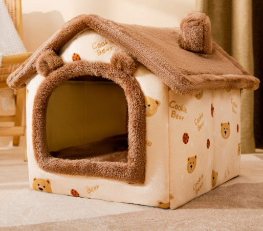 Foldable Warm Pet House Bed
