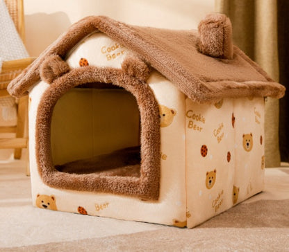 Foldable Warm Pet House Bed