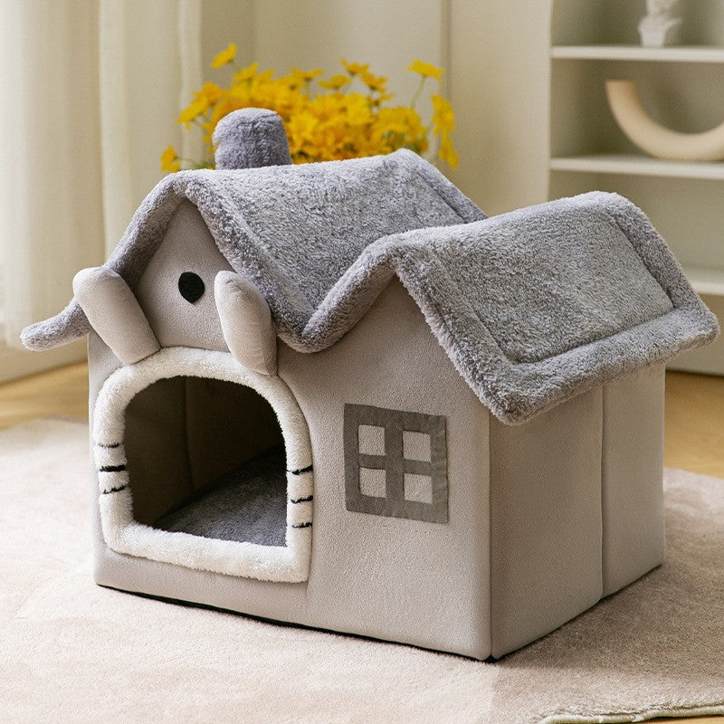 Foldable Warm Pet House Bed