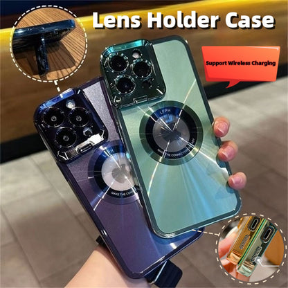 Luxury CD Pattern MagSafe Phone Case with Camera Stand