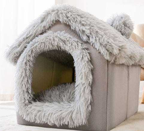 Foldable Warm Pet House Bed