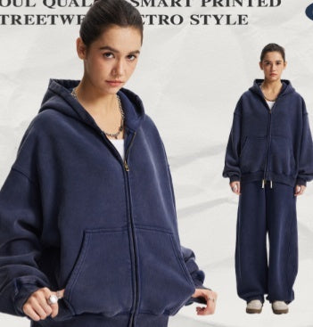 Men's Washed Sport Zip Hoodie