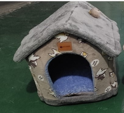 Foldable Warm Pet House Bed