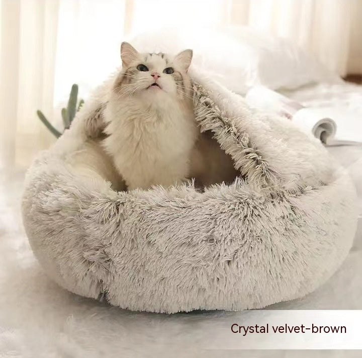 2-in-1 Plush Pet Bed House