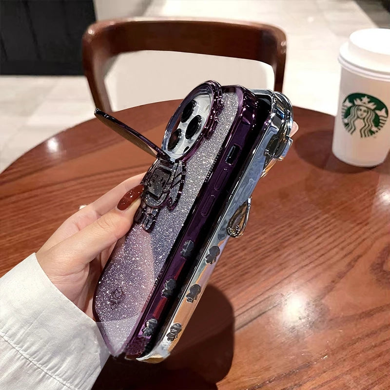 Glitter Astronaut Stand Phone Case