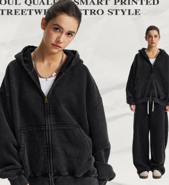 Men's Washed Sport Zip Hoodie