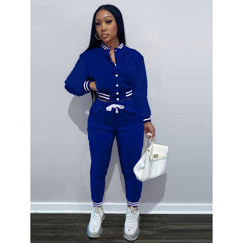Women’s Single-Breasted Baseball Two-Piece Set