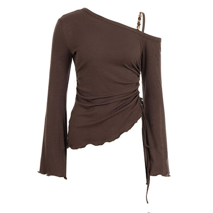 Spicy Girl Off-Shoulder Drawstring Crop Top