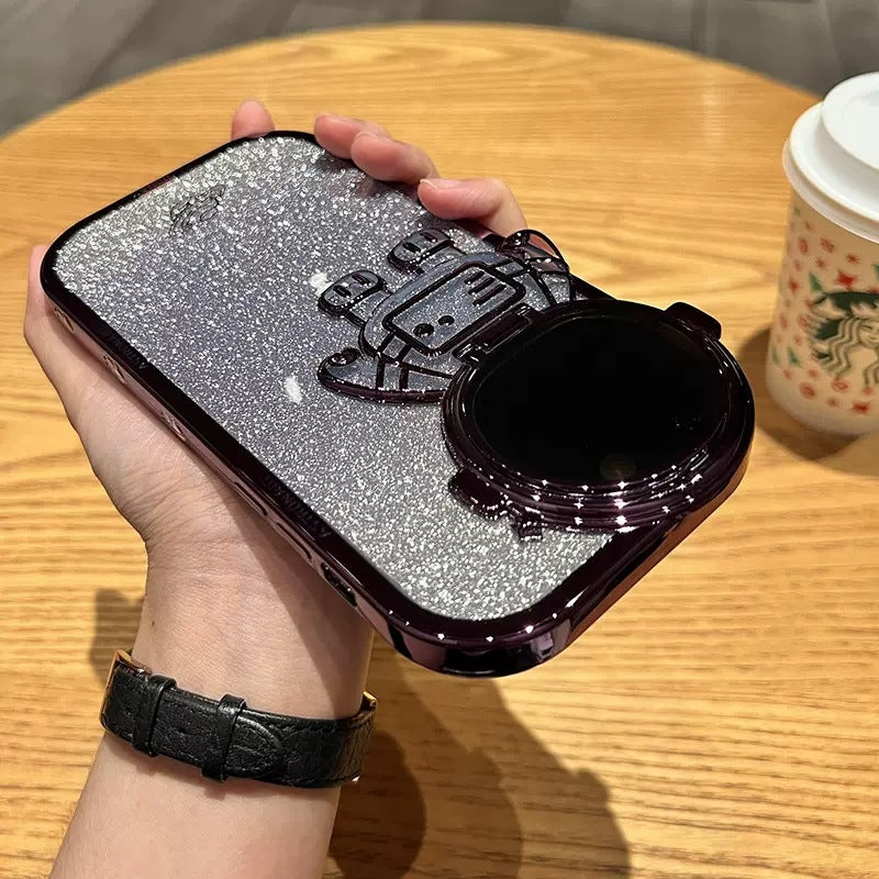 Glitter Astronaut Stand Phone Case