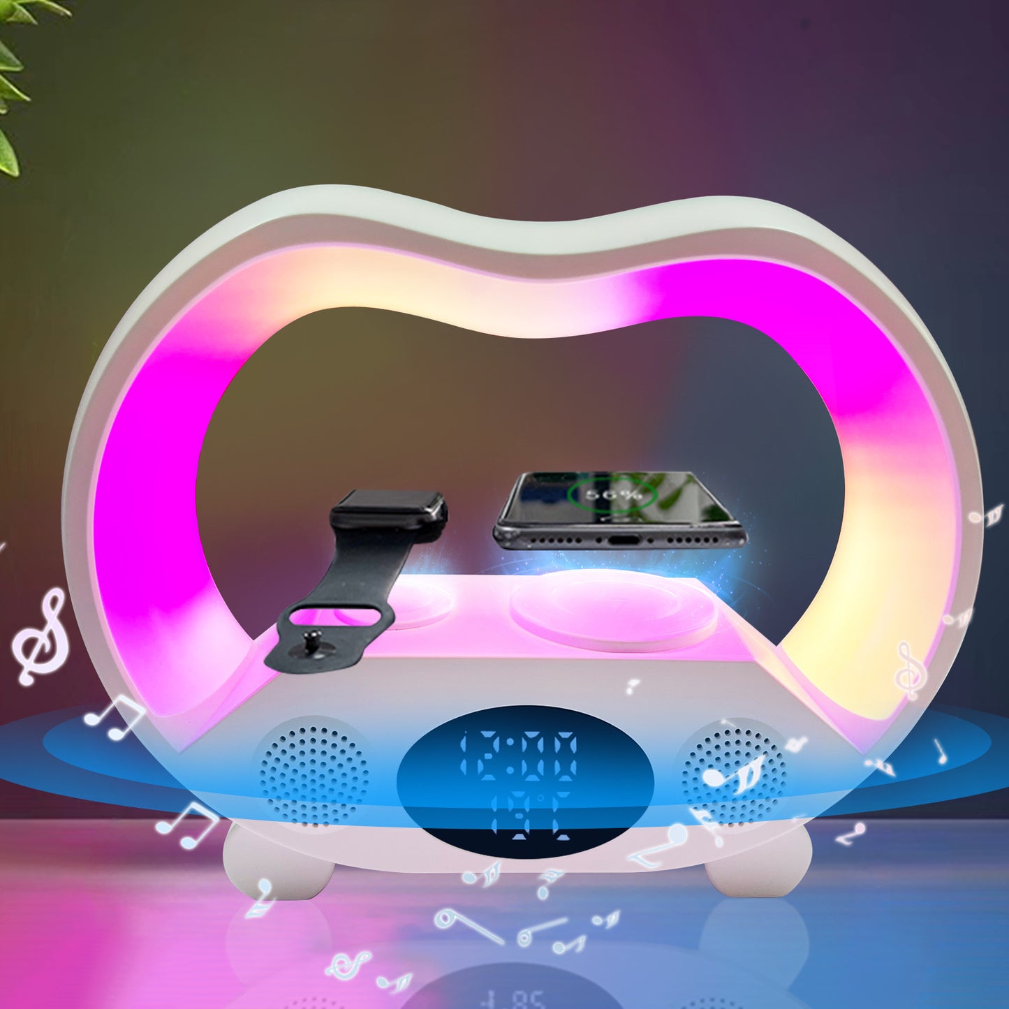 6-in-1 Smart LED Lamp with Wireless Charger & Speaker