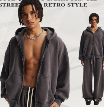 Men's Washed Sport Zip Hoodie